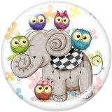 20MM Cartoon  Elephant  Print   glass  snaps buttons