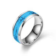 Stainless steel luminous heartbeat ring ECG couple ring