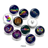 20MM  Owl   frog  sea turtle  Cat  rabbit  Dog  Print   glass  snaps buttons