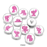 20MM  Elephant  Print   glass  snaps buttons