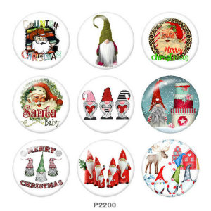 20MM  Christmas  Santa Claus   Print   glass  snaps buttons