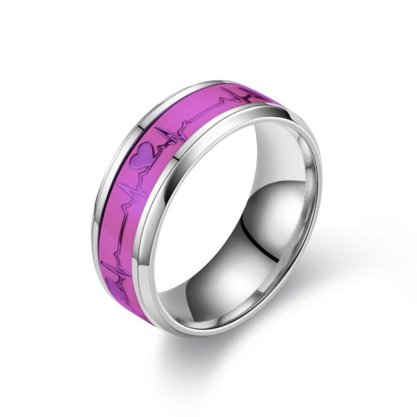 Stainless steel luminous heartbeat ring ECG couple ring
