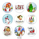 20MM  Christmas  Santa Claus  Love  Print   glass  snaps buttons
