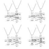 Necklace men and women stainless steel lovers puzzle jewelry Valentine's day gift lettering necklace chain 50CM