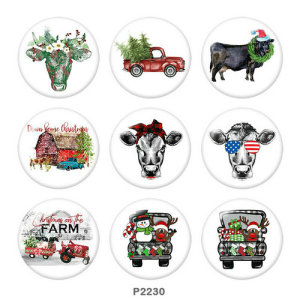 20MM  Christmas  cattle  Car  Print   glass  snaps buttons