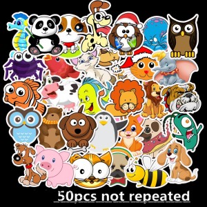 50 cute animal stickers suitcase motorcycle trolley suitcase laptop guitar non-infringement waterproof stickers