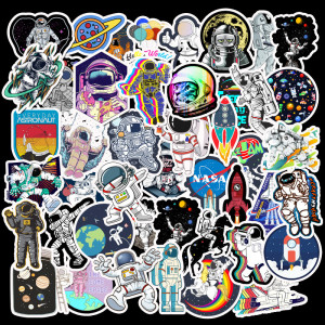 50 cartoon stickers into the astronaut space station moon rocket universe trolley computer graffiti stickers
