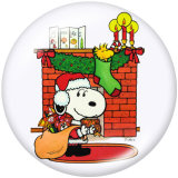 20MM  Christmas  Snoopy  Print  glass  snaps buttonDeer