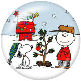 20MM  Christmas  Snoopy  Print  glass  snaps buttonDeer