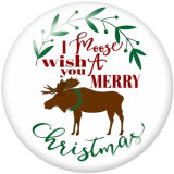 20MM  Christmas  Deer   cattle   Print   glass  snaps buttons