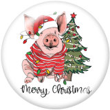 20MM  Christmas  Deer  Horse  pig  Print   glass  snaps buttons