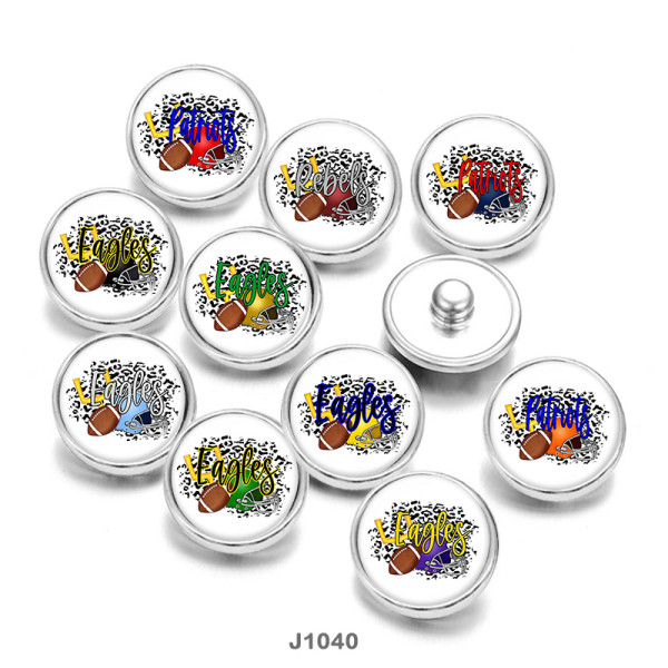 20MM  Sports  Eagles  Patriots  Print   glass  snaps buttons