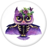 20MM  Halloween  skull  Owl  Print   glass  snaps buttons