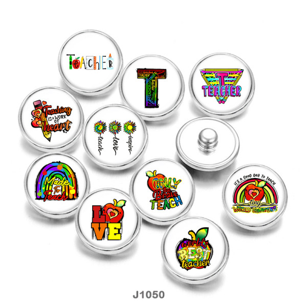 20MM  Love  Apple  Print   glass  snaps buttons