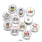 20MM  Unicorn  Owl  frog  Cat   Patriots  Print   glass  snaps buttons