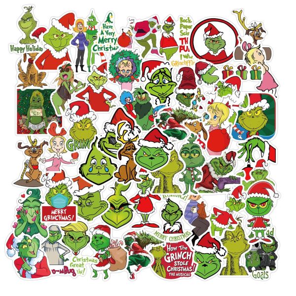 50 pieces of movie green hair monster Grinch graffiti stickers motorcycle suitcase notebook waterproof without leaving glue