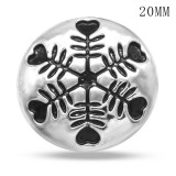 20MM Christmas snowflakes  design metal silver plated snap charms