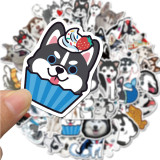 50 cute pet husky graffiti stickers suitcase laptop thermos computer waterproof stickers