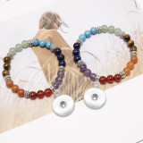 8MM Beads Seven Chakra Beaded Bracelet Natural Stone Crystal Bracelet fit18&20MM  snaps jewelry