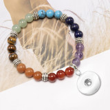 8MM Beads Seven Chakra Beaded Bracelet Natural Stone Crystal Bracelet fit18&20MM  snaps jewelry