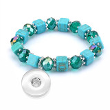 17CM Steel wire turquoise beaded bracelet boho style fit18&20MM  snaps jewelry