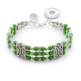 17CM Steel wire turquoise beaded bracelet boho style fit18&20MM  snaps jewelry
