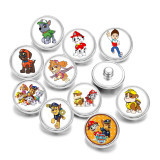 20MM  Cartoon  dog  Print   glass  snaps buttons