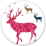 20MM Christmas  rabbit  Deer  Print   glass  snaps buttons