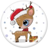 20MM  Christmas  Cat  Deer  Print   glass  snaps buttons
