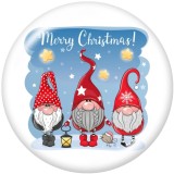 20MM  Christmas  Snowman  Print   glass  snaps buttons