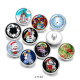 20MM  Christmas  Snowman  Santa Claus  Print   glass  snaps buttons