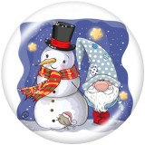 20MM  Christmas  Snowman  Print   glass  snaps buttons