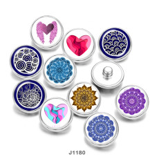 20MM  Love  mandala  Print   glass  snaps buttons