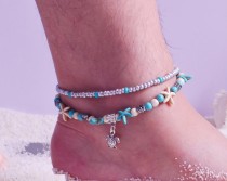 17CM + 5CM Tortoise Anklet Shell Rice Zhu Haixing Seahorse Retro Yoga Sand Chain Women's Anklet Bracelet