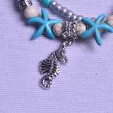 17CM + 5CM Tortoise Anklet Shell Rice Zhu Haixing Seahorse Retro Yoga Sand Chain Women's Anklet Bracelet