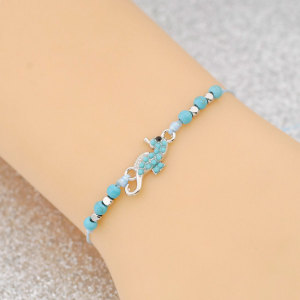 Blue hand-woven bracelet, starfish seahorse owl research rudder pendant, adjustable wax bracelet