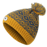 Autumn and winter new fur ball knitted hat to keep warm and thicken for riding fit 18mm snap button jewelry