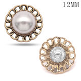12MM love High quality metal pearl  gold plated snap charms fit 12mm snap jewelry