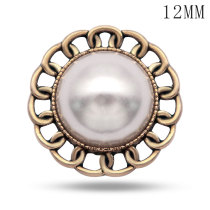 12MM love High quality metal pearl  gold plated snap charms fit 12mm snap jewelry