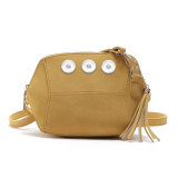 Fashionable and simple frosted simulation leather candy-colored tassel small shell bag with one-shoulder messenger bag  fit 18mm snap button jewelry