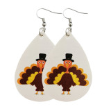 Thanksgiving Pumpkin Turkey Maple Leaf Leather Earrings