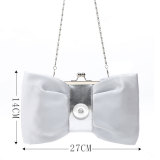 Female bag new trendy bowknot PU fashion chain dinner bag clutch bag diagonal small female bag bridal bag fit 18mm snap button jewelry