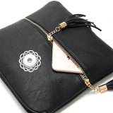 Double tassel front pocket zipper diagonal shoulder bag women's bag shoulder bag fit 18mm snap button jewelry