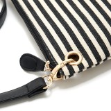 New style handbag canvas stitching PU striped shoulder messenger bag European and American simple tassel trend small square bag fit 18mm snap button jewelry