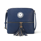 Double tassel front pocket zipper diagonal shoulder bag women's bag shoulder bag fit 18mm snap button jewelry