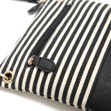 New style handbag canvas stitching PU striped shoulder messenger bag European and American simple tassel trend small square bag fit 18mm snap button jewelry