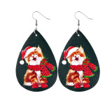 Christmas Snowflake Santa Claus  Christmas Tree Candy Leather Earrings