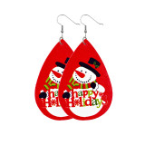 Christmas Snowflake Santa Claus Elk Christmas Tree Candy Leather Earrings
