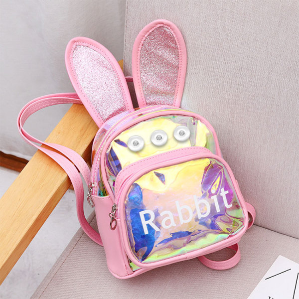 New transparent backpack women fashion laser leisure small backpack cartoon colorful student bag fit 18mm snap button jewelry