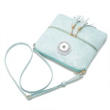Double tassel front pocket zipper diagonal shoulder bag women's bag shoulder bag fit 18mm snap button jewelry